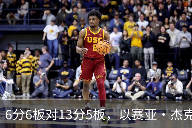 6分6板对13分5板，以赛亚·杰克逊承认状态下滑